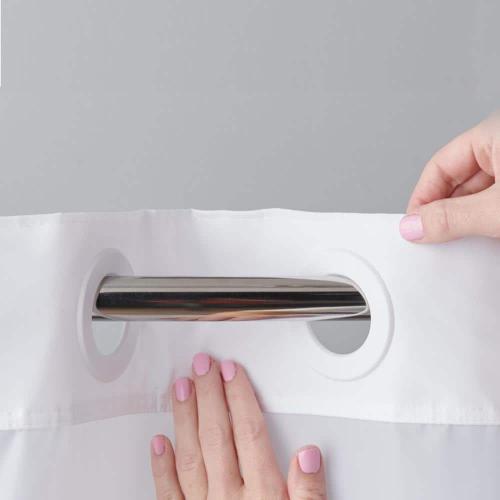 Waffle 71 in. W x 74 in. L Polyester Shower Curtain in Cream