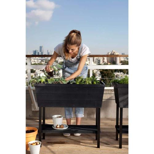 Urban Bloomer 32.3 in. W x 30.7 in. H Graphite Resin Elevated Patio Garden Bed