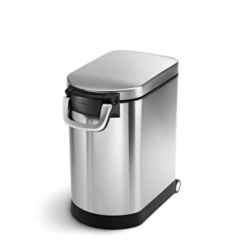 simplehuman Size  25L Medium Pet Food Can, Storage Container with Magnetic Scoop, Brushed Stainless Steel