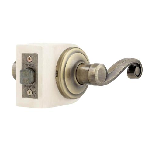 Lido Antique Brass Passage Hall/Closet Door Handle Featuring Microban Antimicrobial Technology
