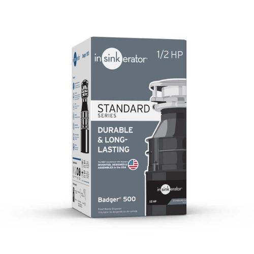 InSinkErator Badger 500, 1/2 HP Continuous Feed Kitchen Garbage Disposal, Badger Series