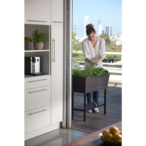 Urban Bloomer 32.3 in. W x 30.7 in. H Graphite Resin Elevated Patio Garden Bed