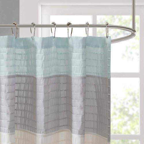 Amherst Aqua 72 in. Faux Silk Shower Curtain