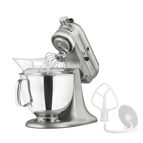 Artisan 5 Qt. 10-Speed Silver Stand Mixer with Flat Beater, 6-Wire Whip and Dough Hook Attachments
