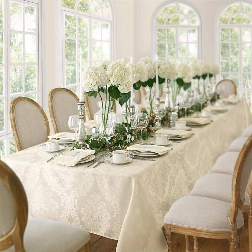 60 in. W x 84 in. L Oblong Antique Barcelona Damask Fabric Tablecloth