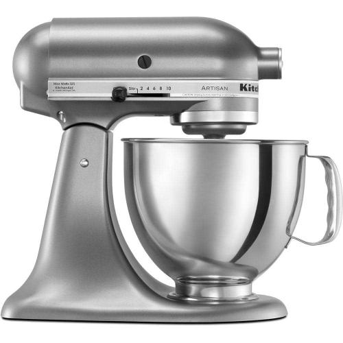 Artisan 5 Qt. 10-Speed Silver Stand Mixer with Flat Beater, 6-Wire Whip and Dough Hook Attachments