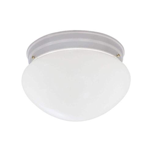 Basic Flushmount 9 in. 2-Light White Flush Mount with Frosted Glass Shade