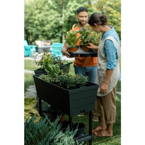 Urban Bloomer 32.3 in. W x 30.7 in. H Graphite Resin Elevated Patio Garden Bed