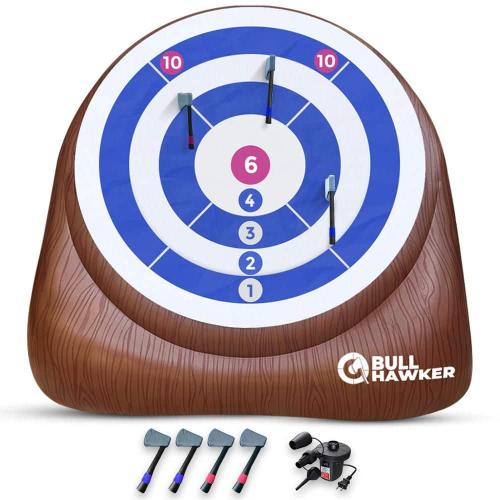 Bull Hawker : Giant Axe Darts (Over 6ft Tall) w/ 15  Games : Axe Throwing Game for Backyard w/ Air Pump : Carnival Games