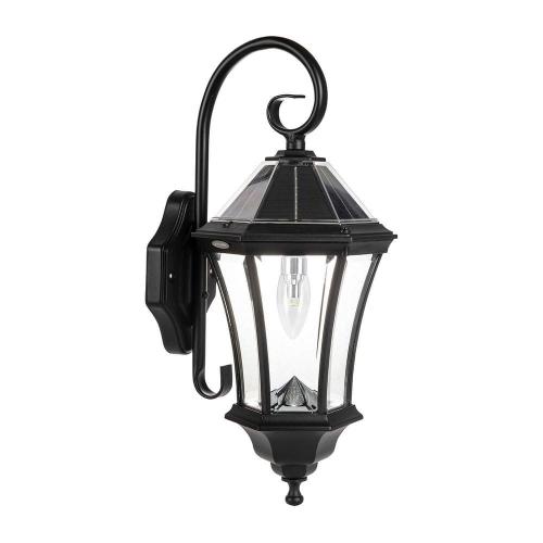 Color Black Victorian 1-Light Black Outdoor Rust Resistant Solar Wall Sconce Lantern with Morph Technology and Warm White LED Bulb