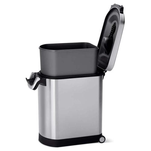 simplehuman Size  25L Medium Pet Food Can, Storage Container with Magnetic Scoop, Brushed Stainless Steel
