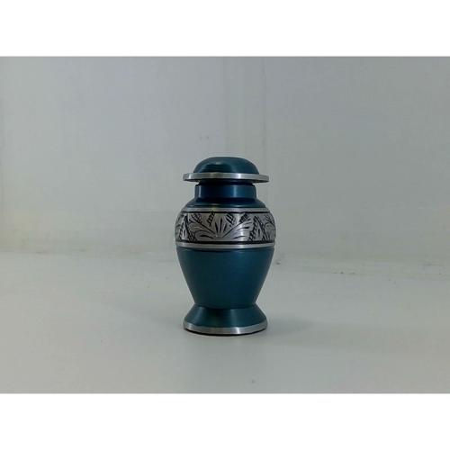 eSplanade Cremation Urn Memorials Container Jar Pot | Metal Urns | Burial Urn | Memorials Keepsake Urn (Grey Carved)