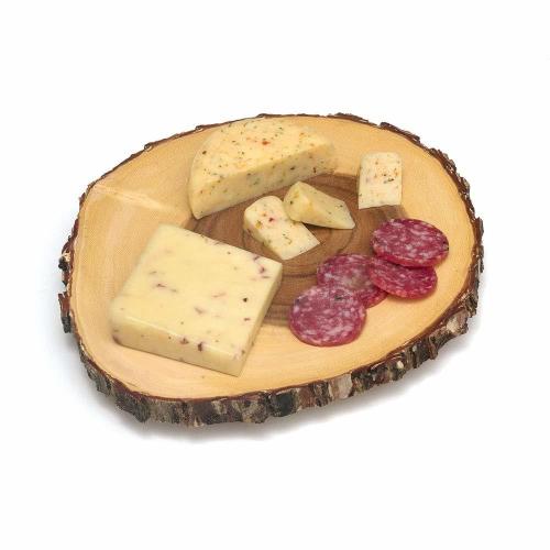 Lipper International Acacia Tree Bark Footed Server for Cheese Crackers and Hors D'oeuvres Large