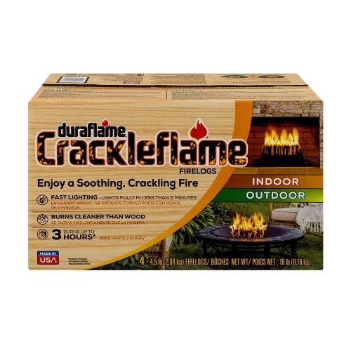 Crackleflame 4.5 lb. Indoor/Outdoor Firelogs (4-Pack), 3 Hour Burn