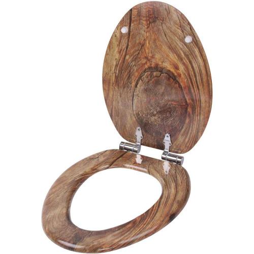 Elongated Soft Closed Lid Front Toilet Seat Molded Wood in Brown