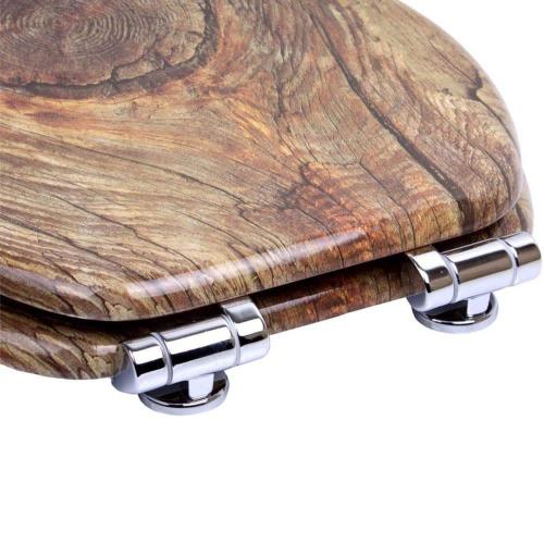 Elongated Soft Closed Lid Front Toilet Seat Molded Wood in Brown