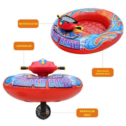Red Aqua Blast PVC Motorized Bumper Boat Inflatable Pool Float Water Toy