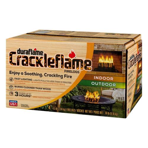 Crackleflame 4.5 lb. Indoor/Outdoor Firelogs (4-Pack), 3 Hour Burn