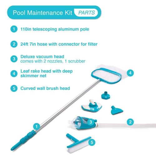 Deluxe Pool Maintenance Kit for Minimum 800 GPH Flow (Color May Vary)