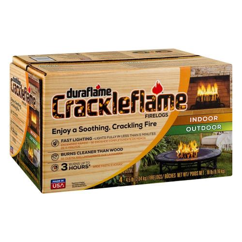 Crackleflame 4.5 lb. Indoor/Outdoor Firelogs (4-Pack), 3 Hour Burn