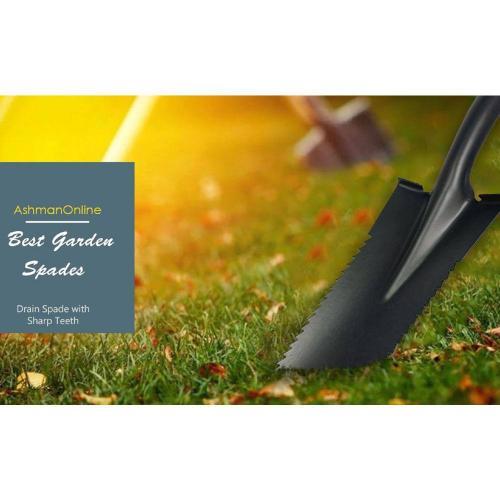 Drain Spade Teeth Shovel Multi-Purpose Metal Blade Shovel 48 in. Durable Handle Length Fiberglass Rubber Grip (1-Pack)