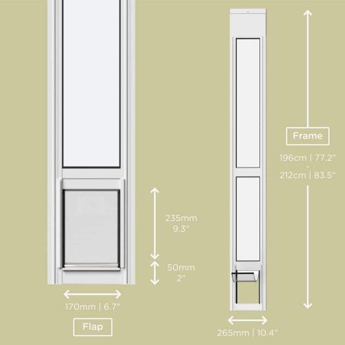 Hakuna Pets White Glass Patio Pet Door, Small