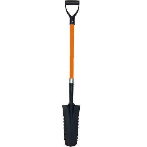 Drain Spade Teeth Shovel Multi-Purpose Metal Blade Shovel 48 in. Durable Handle Length Fiberglass Rubber Grip (1-Pack)