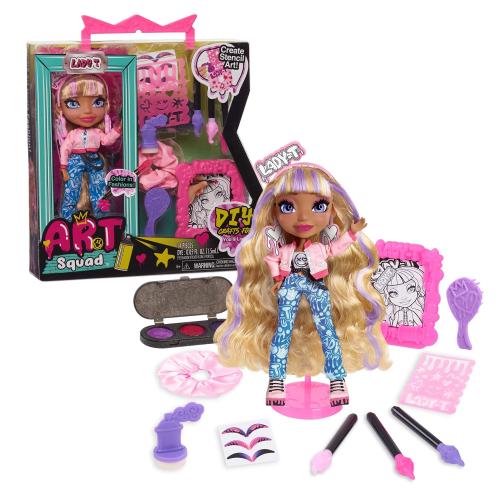 Just Play Art Squad Lady T 10-inch Doll & Accessories with DIY Craft Stencil Project Kids Toys for Ages 3 Up