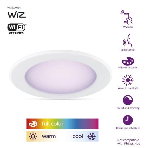 Philips 5 in. /6 in. Integrated LED Color Changing 85-Watt Equivalent Dimmable Smart Wi-Fi Wiz Recessed Light Kit (1-Pack)