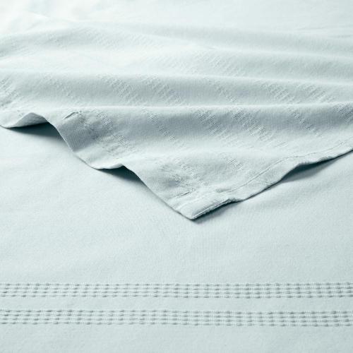 Sophia Textured Cotton Stripe 70 in. x 72 in. Shower Curtain Aqua Blue