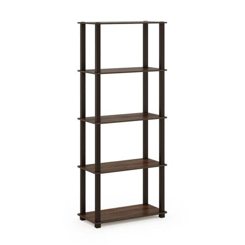 57.4 in. Tall Walnut/Brown 5-Shelves Etagere Bookcases