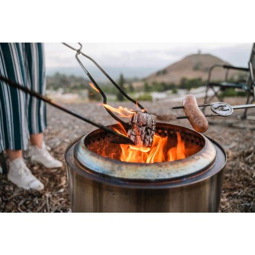 Stainless Steel 6 Piece Fire Pit Tools Bundle - Includes(1) Poker, (1)Grabber and (4)Roasting Sticks