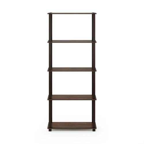 57.4 in. Tall Walnut/Brown 5-Shelves Etagere Bookcases