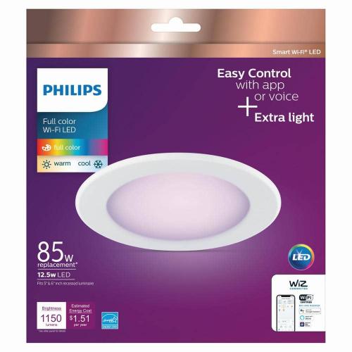 Philips 5 in. /6 in. Integrated LED Color Changing 85-Watt Equivalent Dimmable Smart Wi-Fi Wiz Recessed Light Kit (1-Pack)