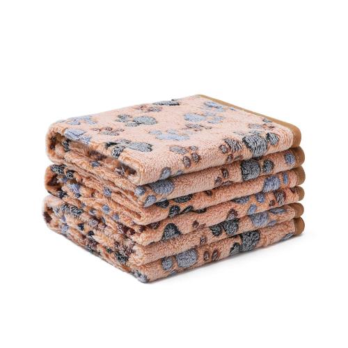 1 Pack 3 Blankets Super Soft Fluffy Premium Fleece Pet Blanket Flannel Throw for Dog Puppy Cat Paw Brown Small(23x16 inch)