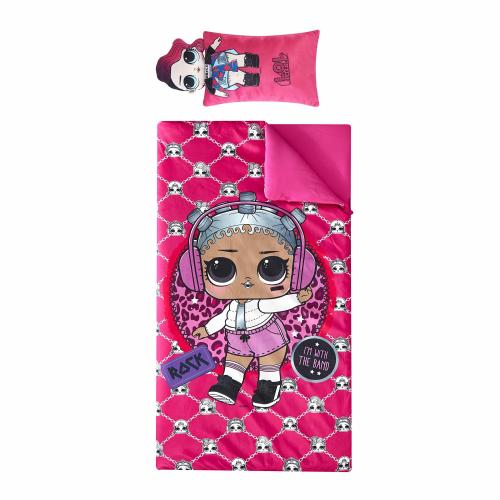 Idea Nuova LOL Surprise Printed Sleeping Bag with Coordinating Figural Pillow Ages 3+ Pink (TK960221)