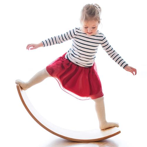 Gentle Monster Wooden Wobble Balance Board 35 Inch Rocker Board Natural Wood Kids Toddler Open Ended Learning Toy Yoga Curvy Board for Classroom & Office Adult