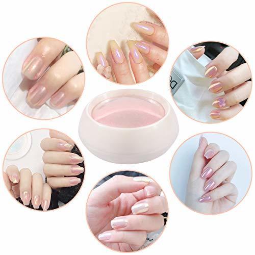 Aooba Mirror Laser Nail Decoration - Neon Aurora Titanium Metal Powder With Nail Sponge Brushes