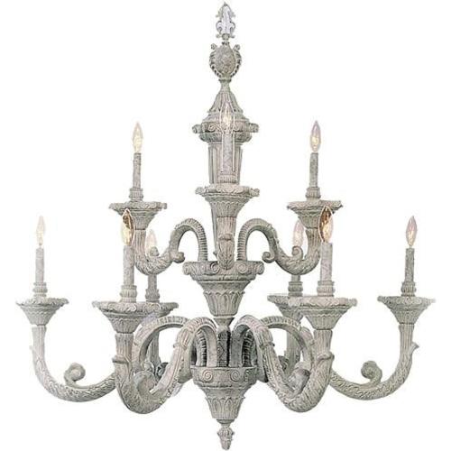 9-Light Castle Beige Interior Candelabra Chandelier