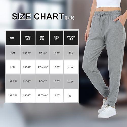 Mgput 4 PCS Women's Joggers Pants with Pockets-Women Lightweight Sweatpants for Running Yoga Athletic Casual Pants(TYP601-S/M-B/LGR/GR/LPUR)