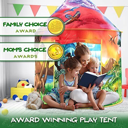 W&O Dinosaur Discovery Play Tent with Roar Button - Extraordinary Pop Up Tent for Boys & Girls - Perfect for Indoor & Outdoor Adventures