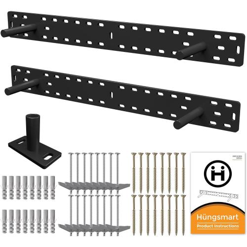 Floating-Shelf-Brackets-Heavy-Duty-Black-Steel-Hidden-Wall-Shelves (Backplate: 22 x 2 inch, 4 inch Rod) Backplate: 22 x 2 inch 4 inch Rod