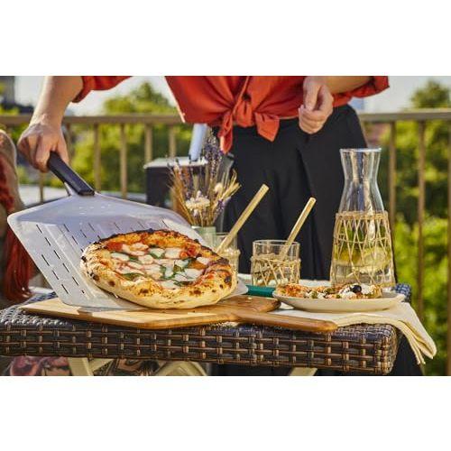 Ooni 12” Perforated Pizza Peel – Metal Pizza Peel 12 Inch Pizza Spatula Paddle Lightweight Pizza Turning Peel with Long Handle Pizza Oven Accessories Pizza Tools Rectangle Pizza Turner