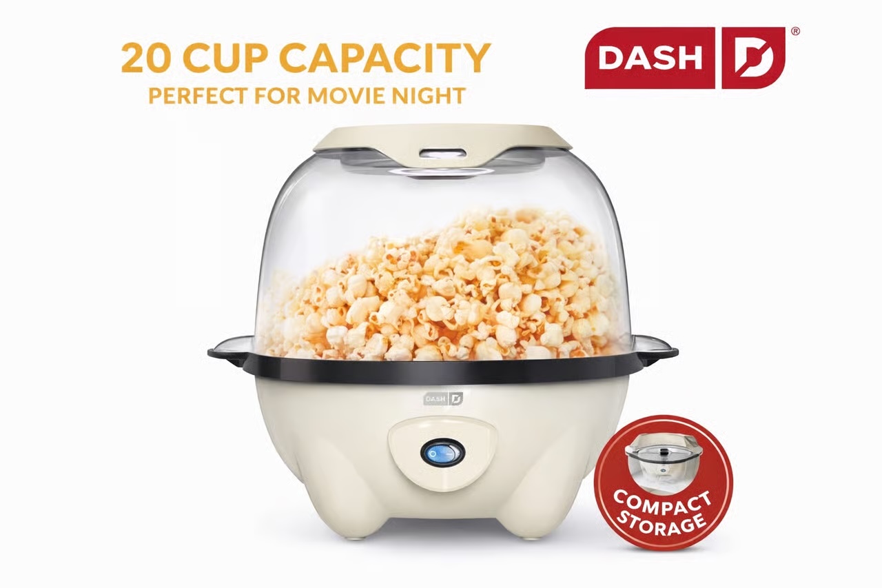 DASH SmartStore Deluxe Stirring Popcorn Maker Hot Oil Electric Popcorn Machine